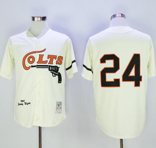 Mitchell and Ness Colts #24 Jimmy Wynn Stitched Cream Throwback MLB Jersey - Click Image to Close